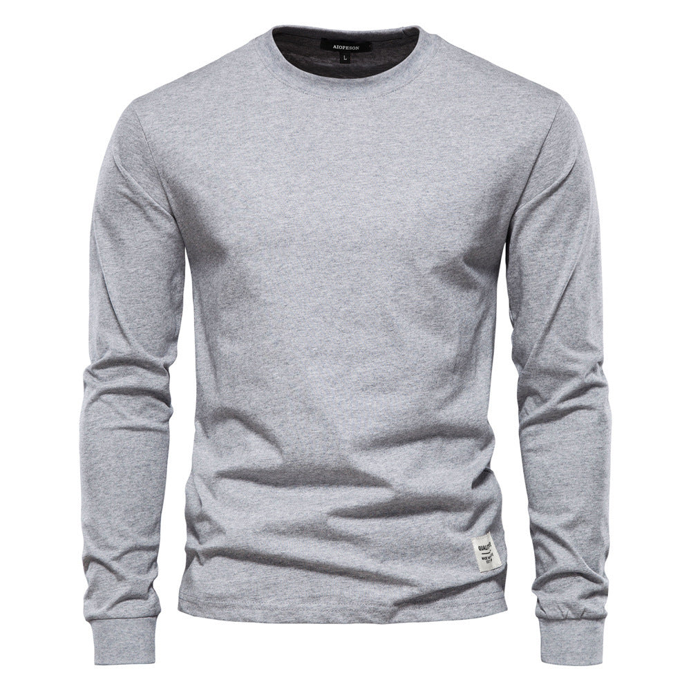 Herren nan klassisches langärmliges Baumwollshirt mit Rundhalsausschnitt und elastischen Bündchen