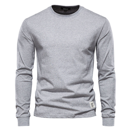 Herren nan klassisches langärmliges Baumwollshirt mit Rundhalsausschnitt und elastischen Bündchen