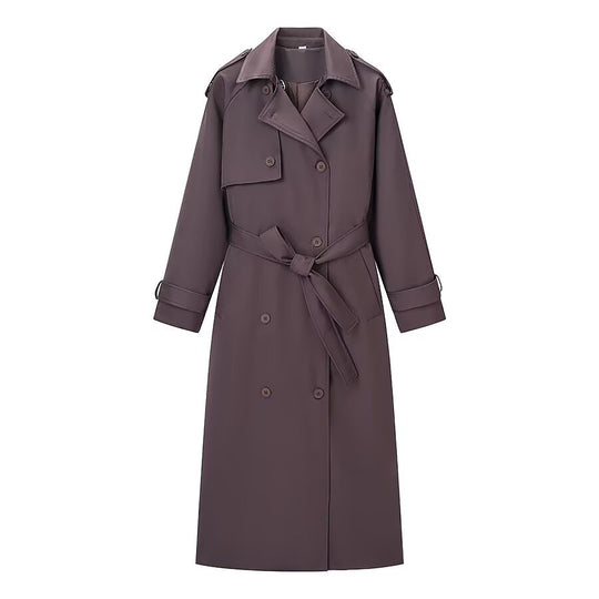 Damen Langer Taillierter Trenchcoat mit Bindegürtel und Doppelreihe Shop Nory