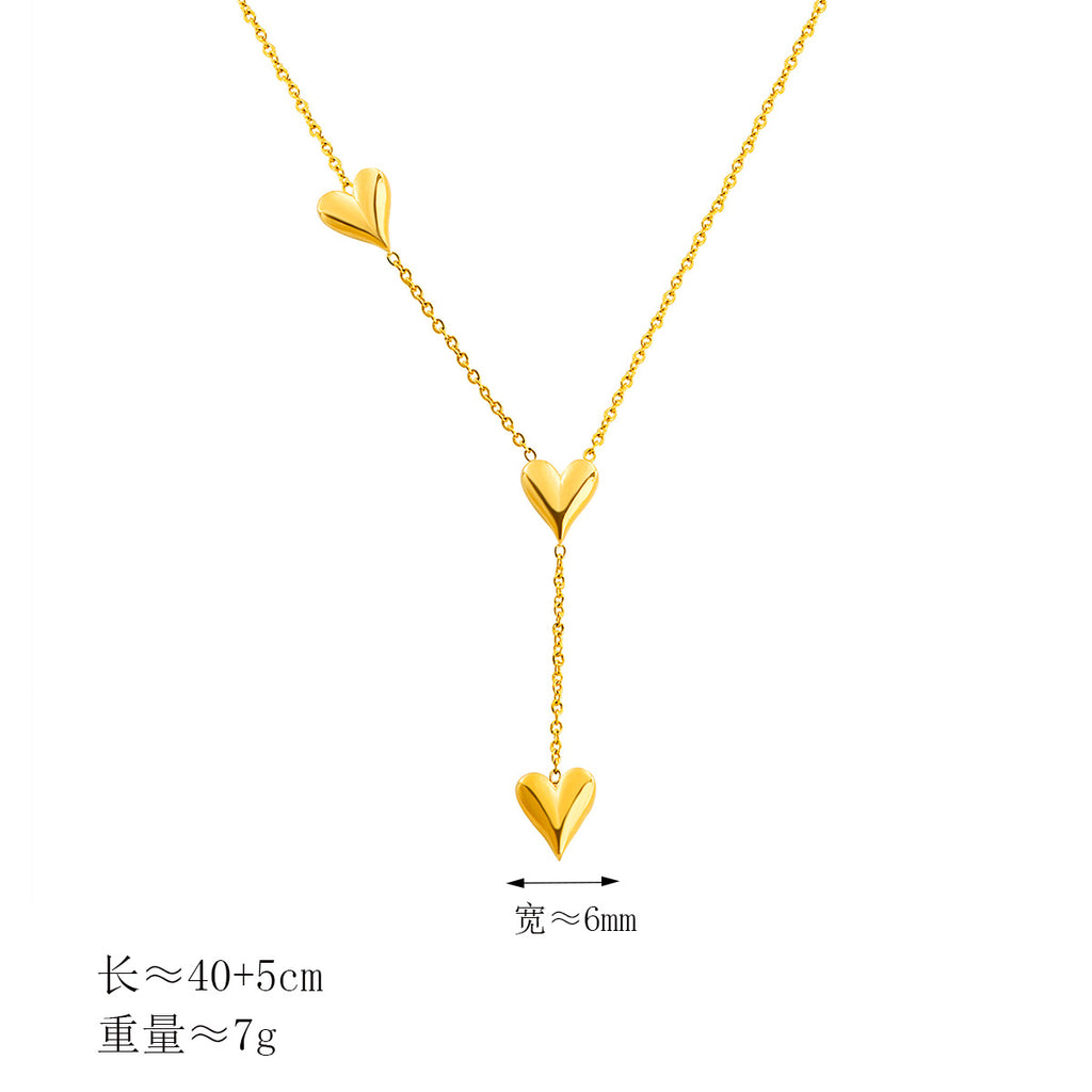 Damen elegante Y-Halskette mit Herzanhängern Shop Nory
