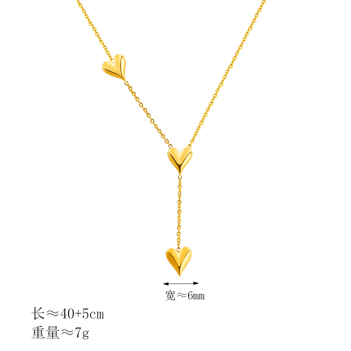 Damen elegante Y-Halskette mit Herzanhängern Shop Nory