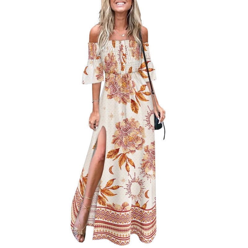 Damen Blumen Maxi Kleid Shopnory