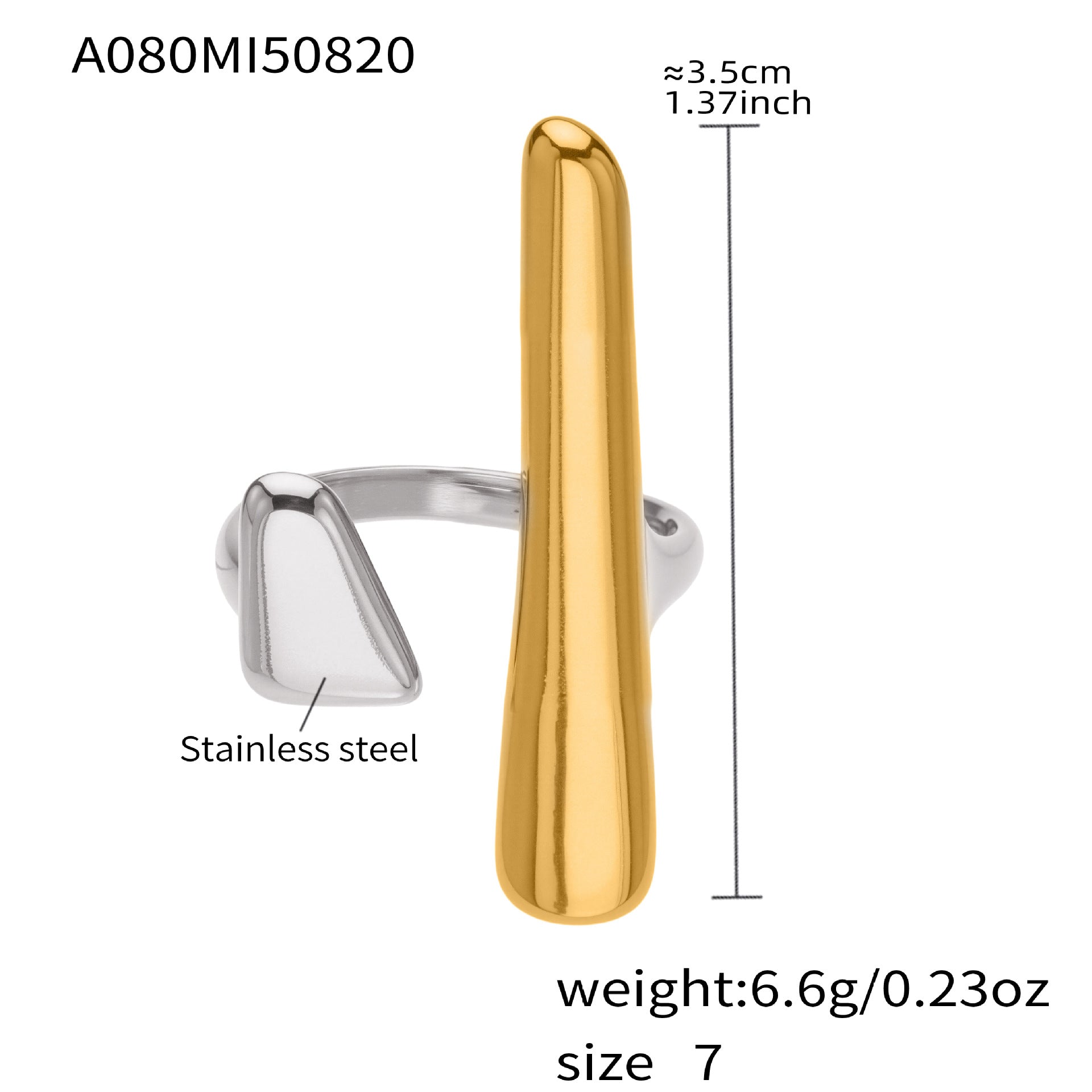 Damen Offener Ring aus Edelstahl mit elegantem goldenen Akzent Shop Nory