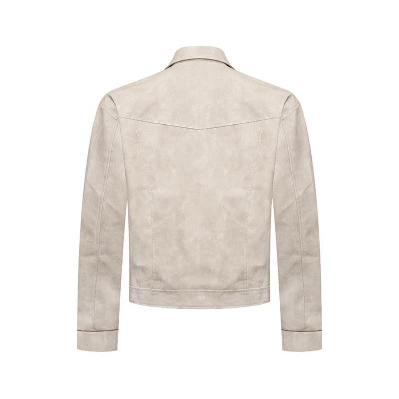 Herren Kurzjacke im Military-Marching‑Look aus Velourslederimitat mit Stehkragen & Zierknöpfen Shop Nory