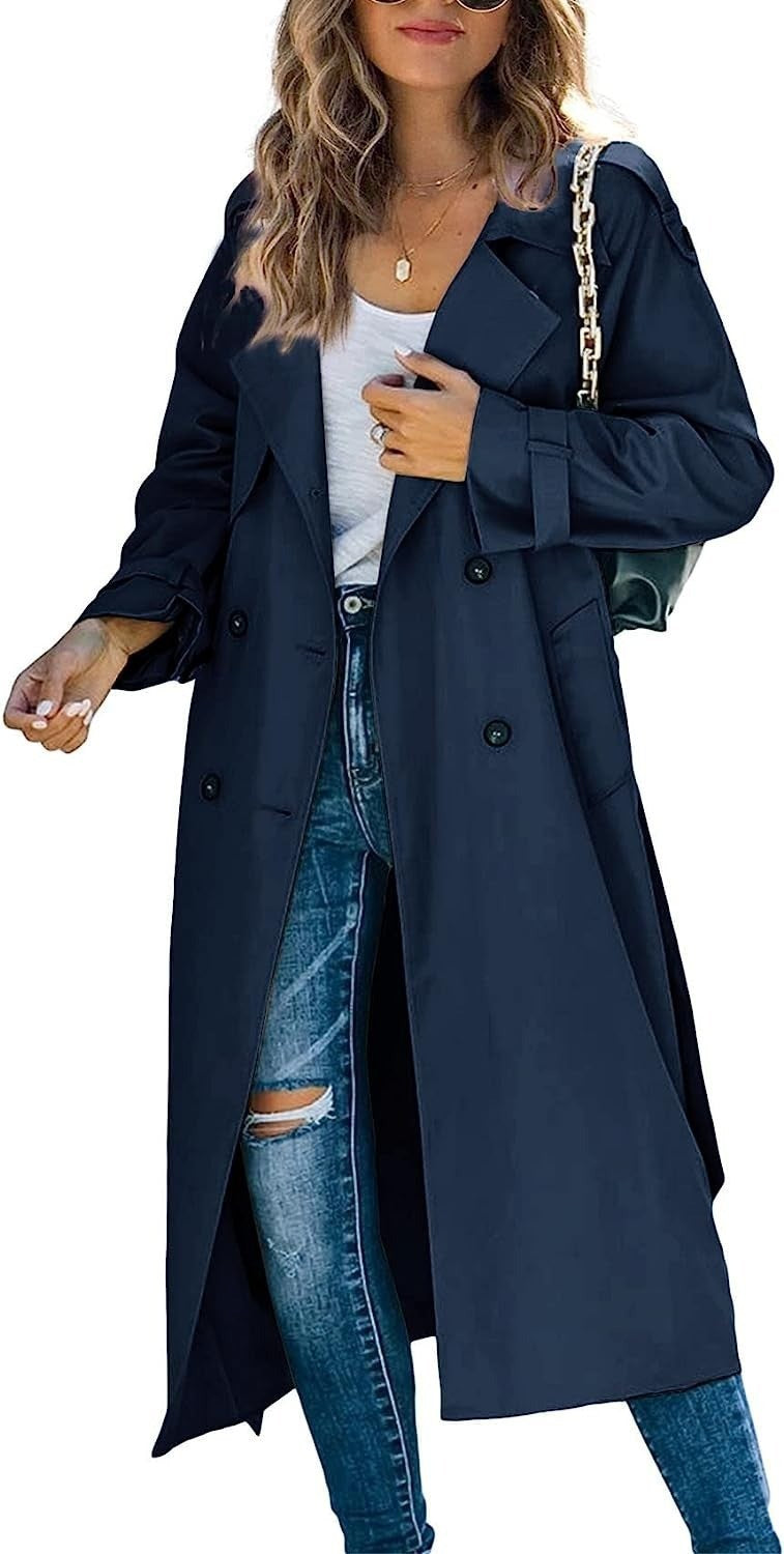 Damen Modischer Trenchcoat mit doppelter Knopfleiste und lässigem Schnitt
