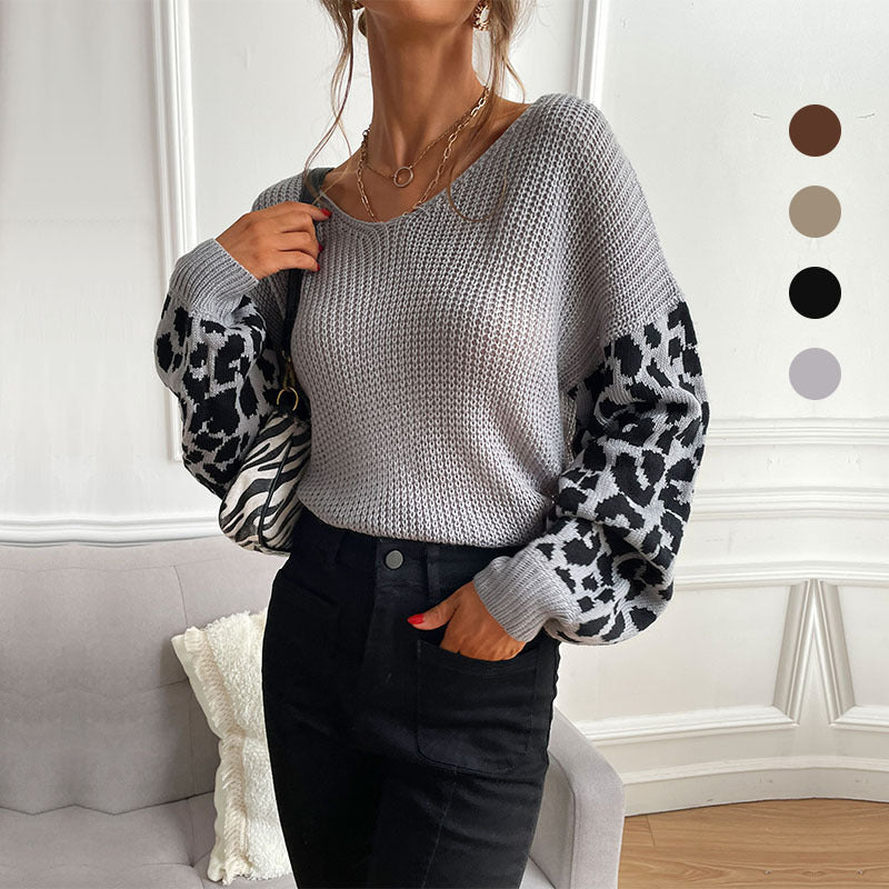 Damen Oversize Strickpullover mit Balloonärmeln und Animal-Jacquard Shop Nory