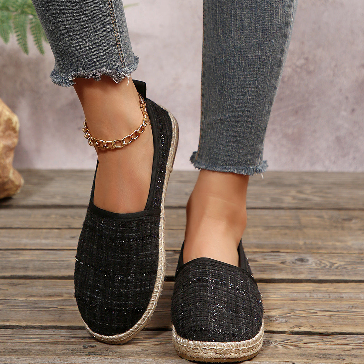 Damen Espadrilles mit rutschfester Sohle und anatomischem Fußbett