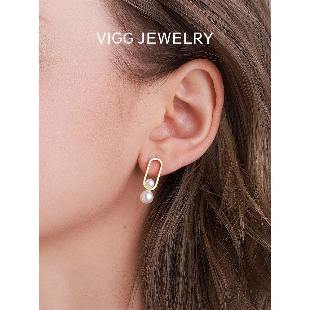 Damen Ohrstecker mit modernem ovalen Design und eleganten Perlen Shop Nory