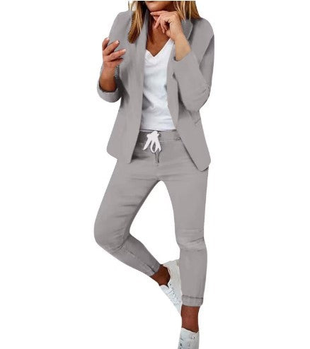 Damen nan Smart-Casual Blazer-Set mit offenem Longblazer und tapered Jogpant mit Kordelzug Shop Nory