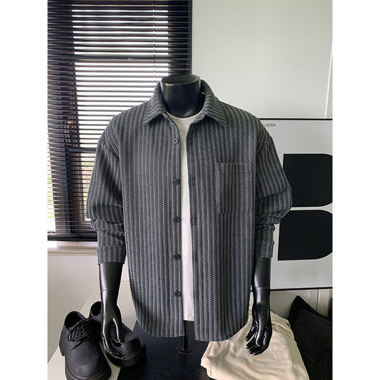 Herren Texturierte Overshirt‑Hemdjacke aus Strick mit Kentkragen Shop Nory