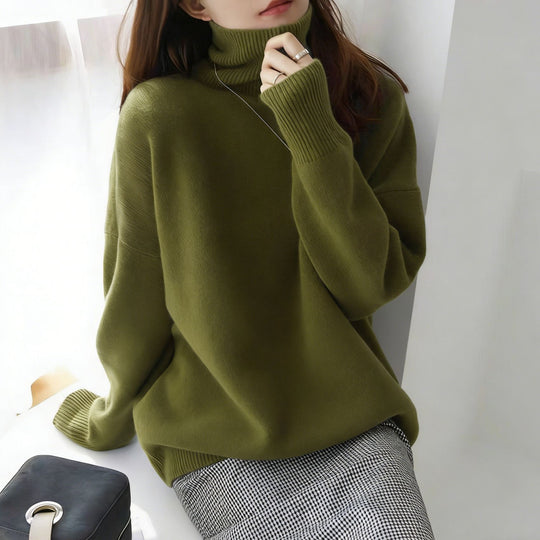 Damen Oversize Feinstrickpullover mit hohem Rollkragen und Seitenschlitzen Shop Nory