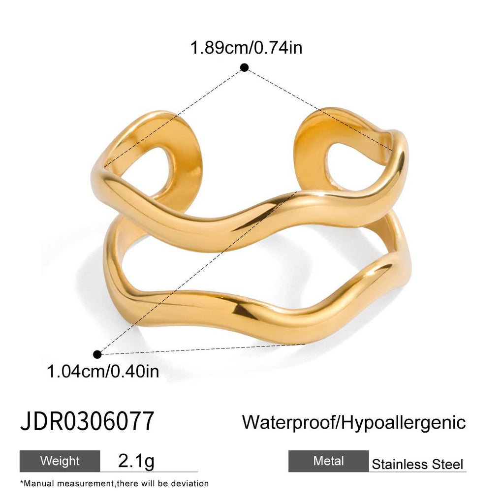 Damen Offener Ring mit kunstvollem Wickeldesign aus hypoallergenem Edelstahl Shop Nory