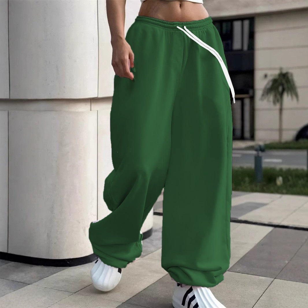 Damen nan weite Baggy-Jogginghose mit hohem Komfortbund, Kordelzug und elastischen Knöchelbündchen Shop Nory