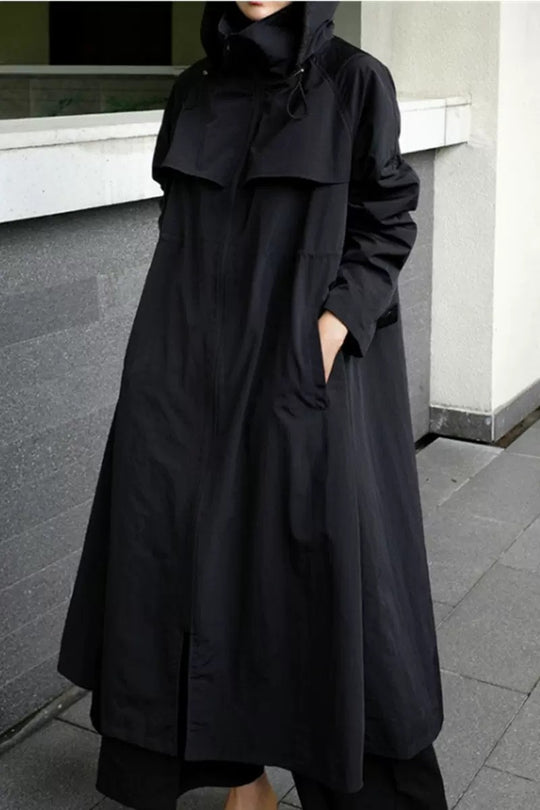 Damen Oversize-Mantel im Maxi-Look mit Kapuze und Cape‑Passe Shop Nory