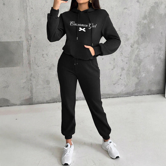 Damen nan Kapuzen-Sweatshirt und Slim-Jogginghose Lounge-Set mit Kängurutasche, gerippten Bündchen und figurbetonter Passform Shop Nory