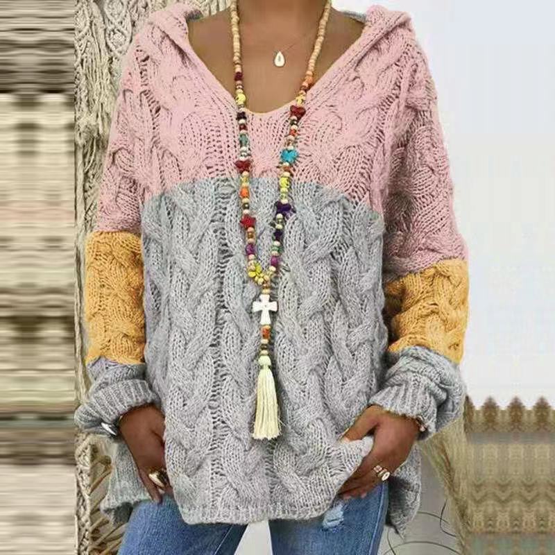 Damen nan grob gestrickter Kapuzenpullover mit Zopfmuster und weitem Oversize-Schnitt Shop Nory
