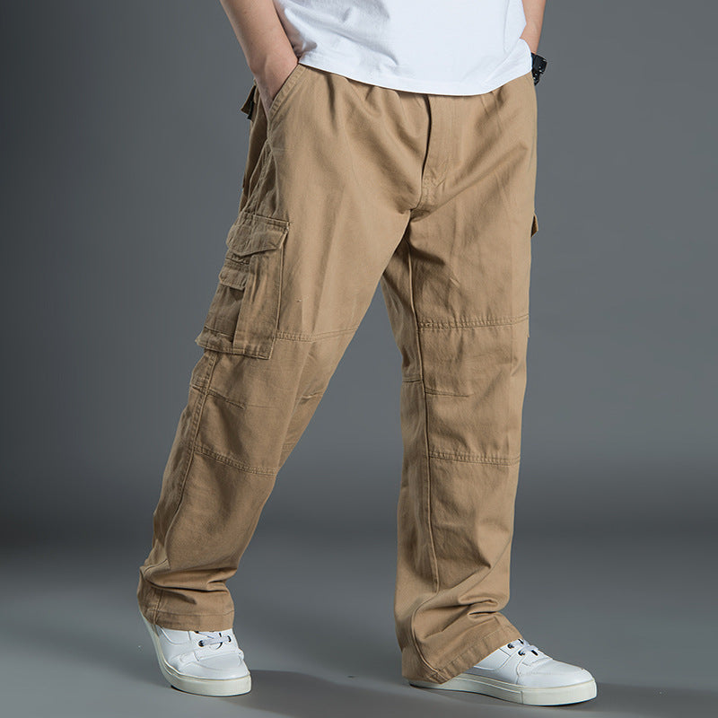 Herren Weite Utility-Cargohose aus Baumwollcanvas mit Mehrfach-Taschen und Kordelbund Shop Nory