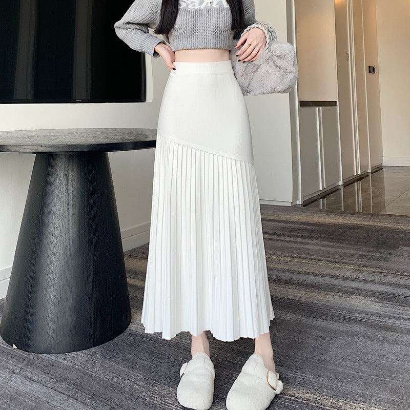 Damen Plissierter Maxirock mit asymmetrischem Design Shop Nory