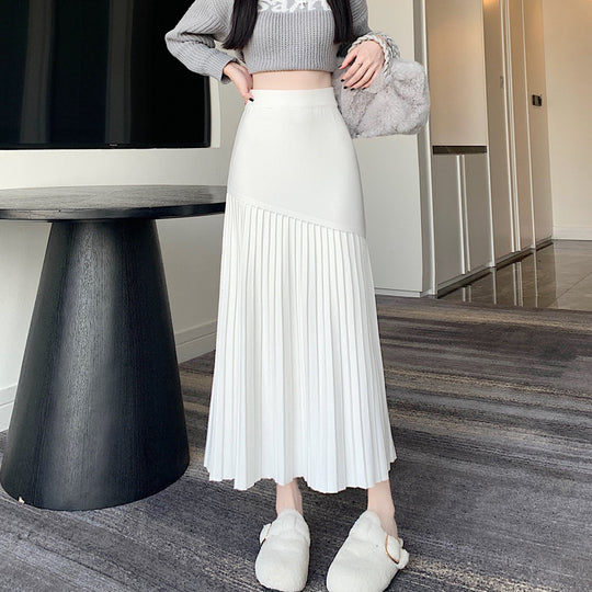 Damen Plissierter Maxirock mit asymmetrischem Design Shop Nory