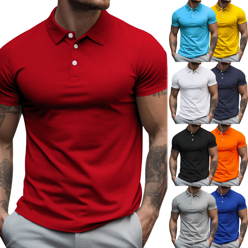 Herren nan tailliertes elastisches Piqué-Poloshirt mit klassischem Kragen