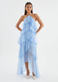 Damen Chiffon Maxikleid mit mehrschichtigen Rüschendetails Shopnory