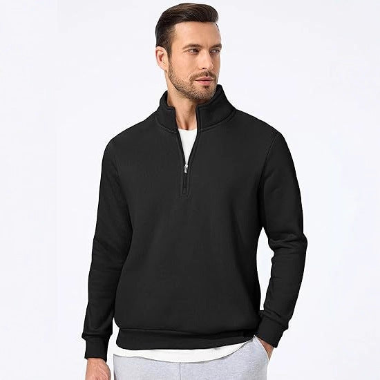 Herren nan halbzip Pullover aus schwerer Baumwollmischung mit hohem Stehkragen und gerippten Bündchen Shop Nory