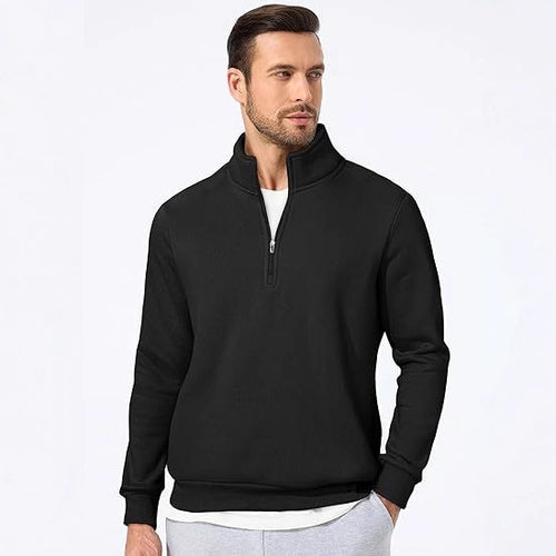 Herren nan halbzip Pullover aus schwerer Baumwollmischung mit hohem Stehkragen und gerippten Bündchen Shop Nory