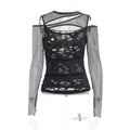 Damen Modisches Oberteil mit transparentem Mesh-Design und raffinierten Cut-Outs