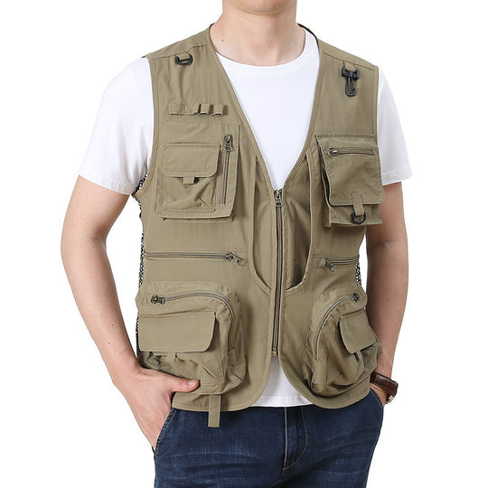 Herren Multifunktionale Utility-Anglerweste mit zahlreichen Reißverschluss- und Pattentaschen Shop Nory
