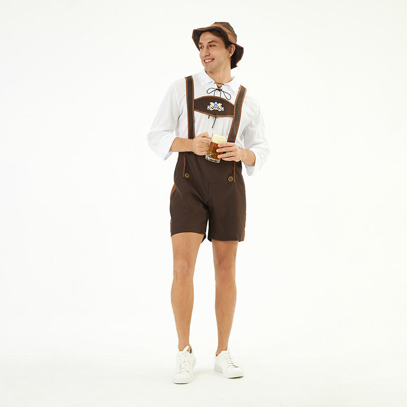 Herren nan traditionelle Kurzlederhose mit verstellbaren Trägern und dekorativem Brustlatz Shop Nory