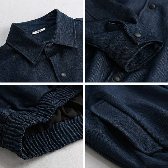 Herren Jeansjacke mit Druckknöpfen und elastischem Saum Shop Nory
