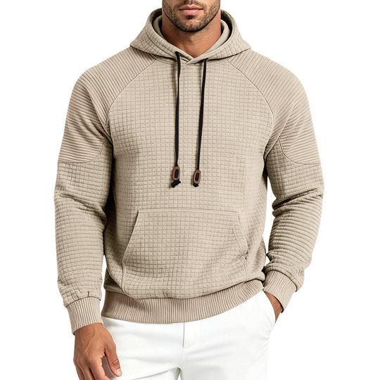 Herren Sportlicher Kapuzenpullover mit Waffelstruktur, Raglanärmeln und Kängurutasche Shop Nory