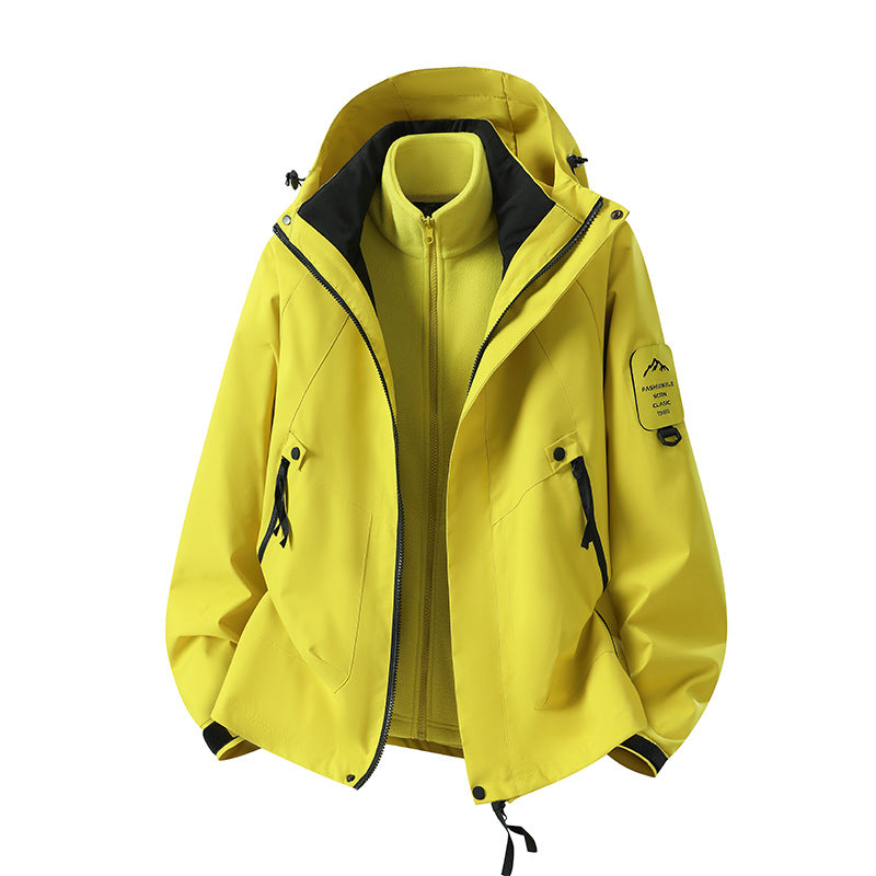 Herren Zwei-in-eins Wetterschutzjacke mit abnehmbarer Steppweste und verstellbarer Kapuze Shop Nory