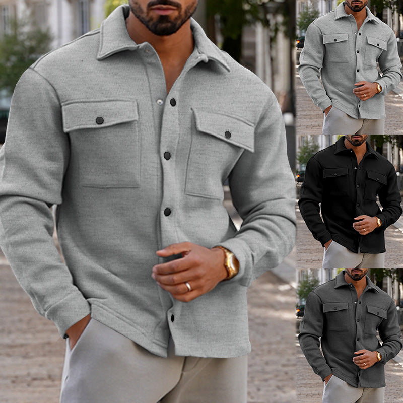 Herren lässige Hemdjacke mit praktischen Brusttaschen und strukturiertem Design