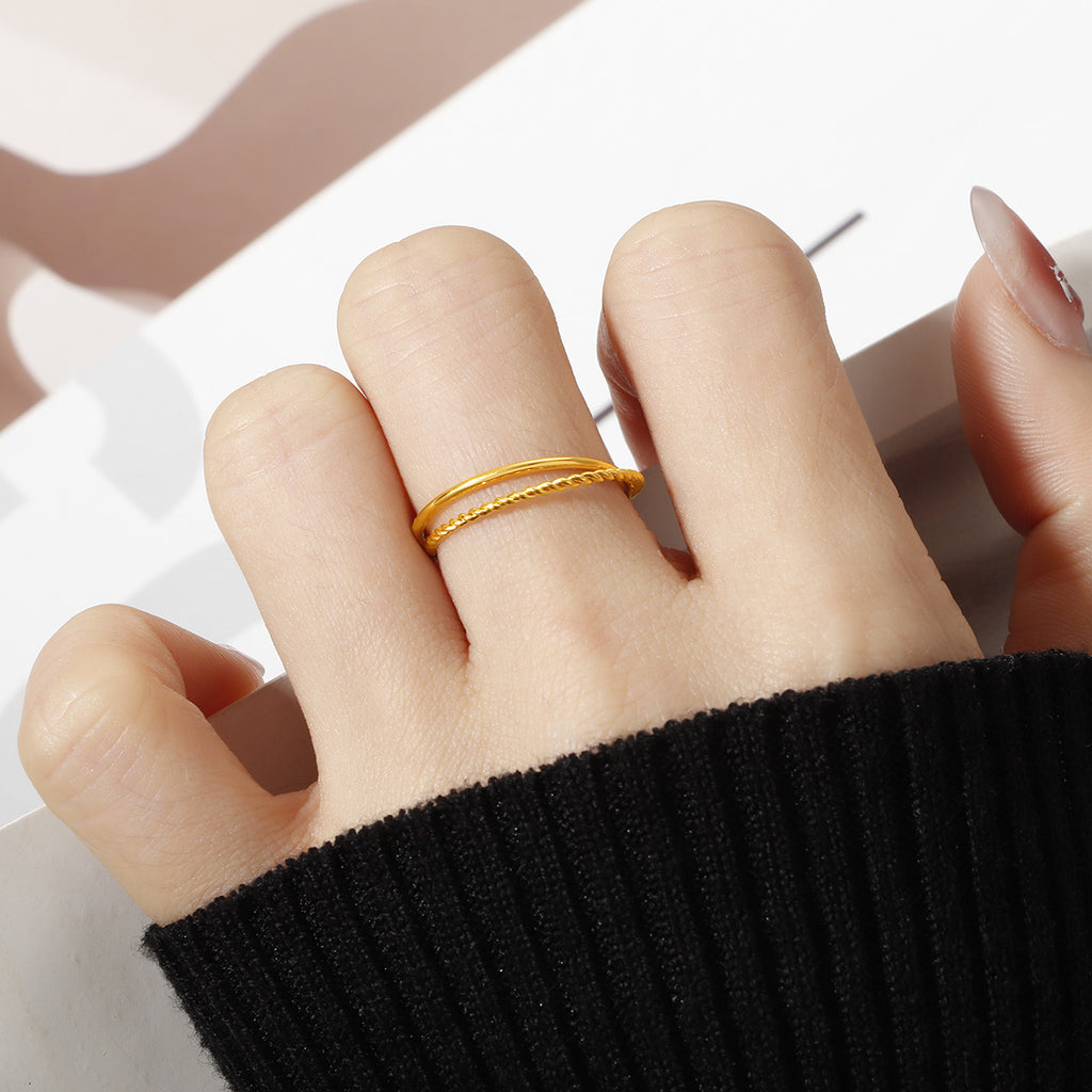 Damen modischer Doppelring mit verschnörkeltem Design Shop Nory