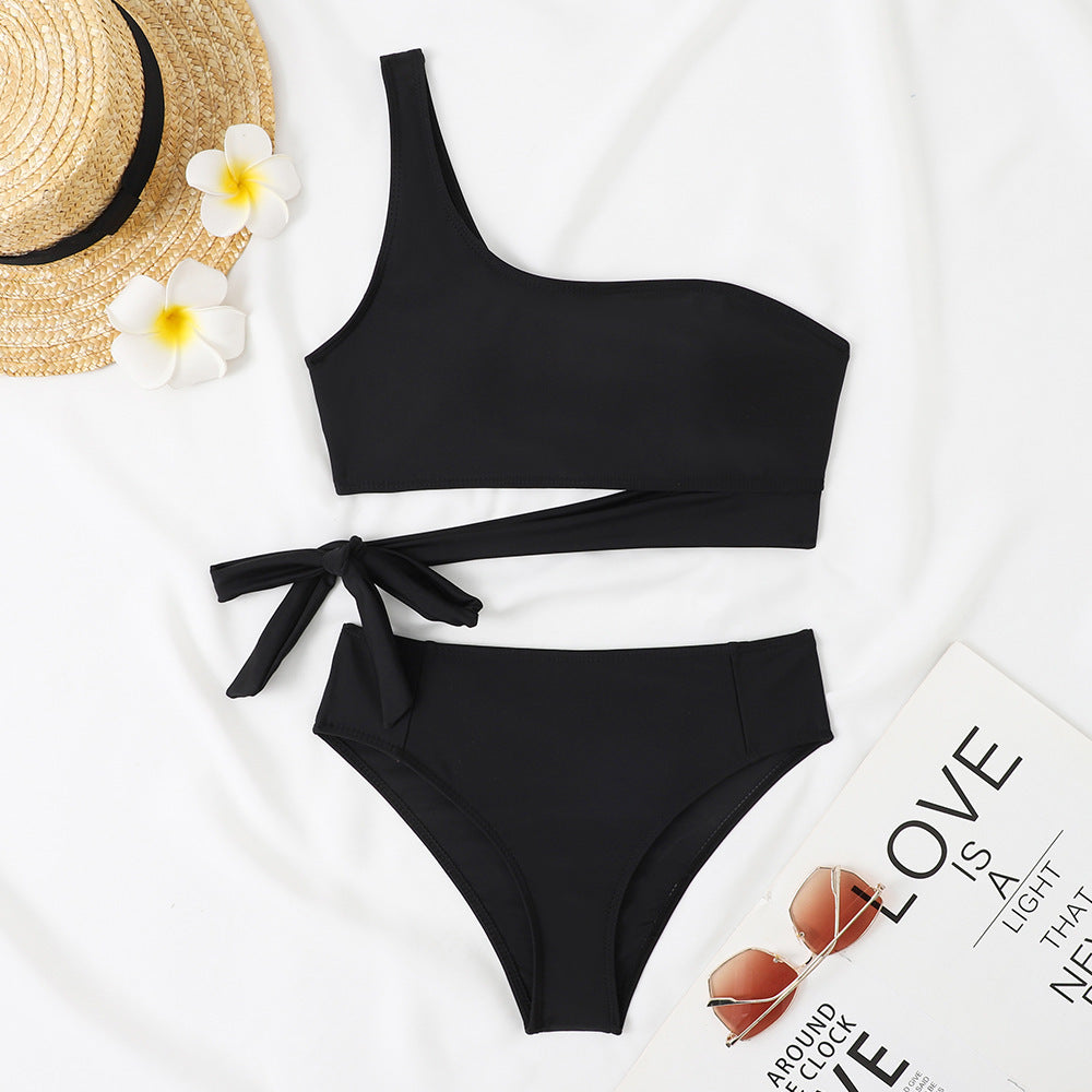 Damen Asymmetrischer Bikini mit verstellbarem Bindegurt