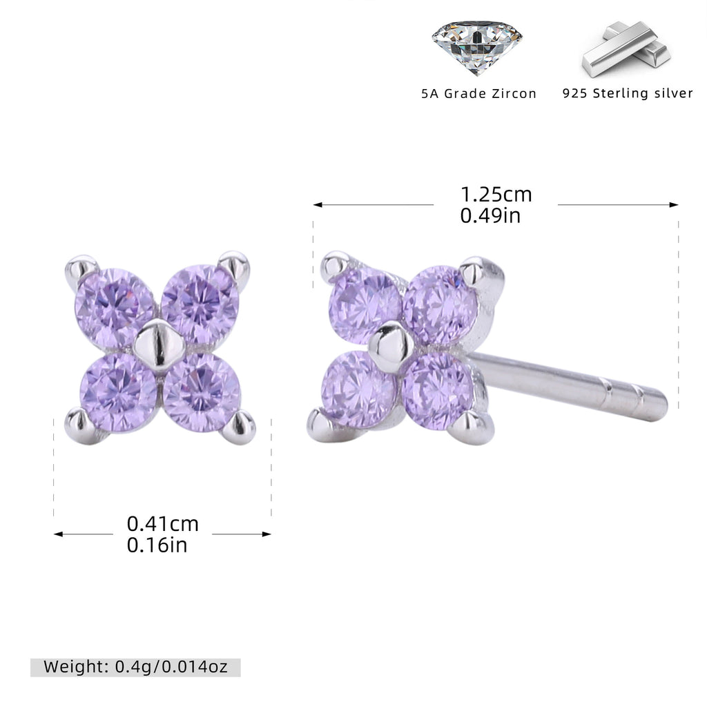 Damen Ohrstecker mit funkelnden 5A Zirkonen in klassischem Blumen-Design Shop Nory