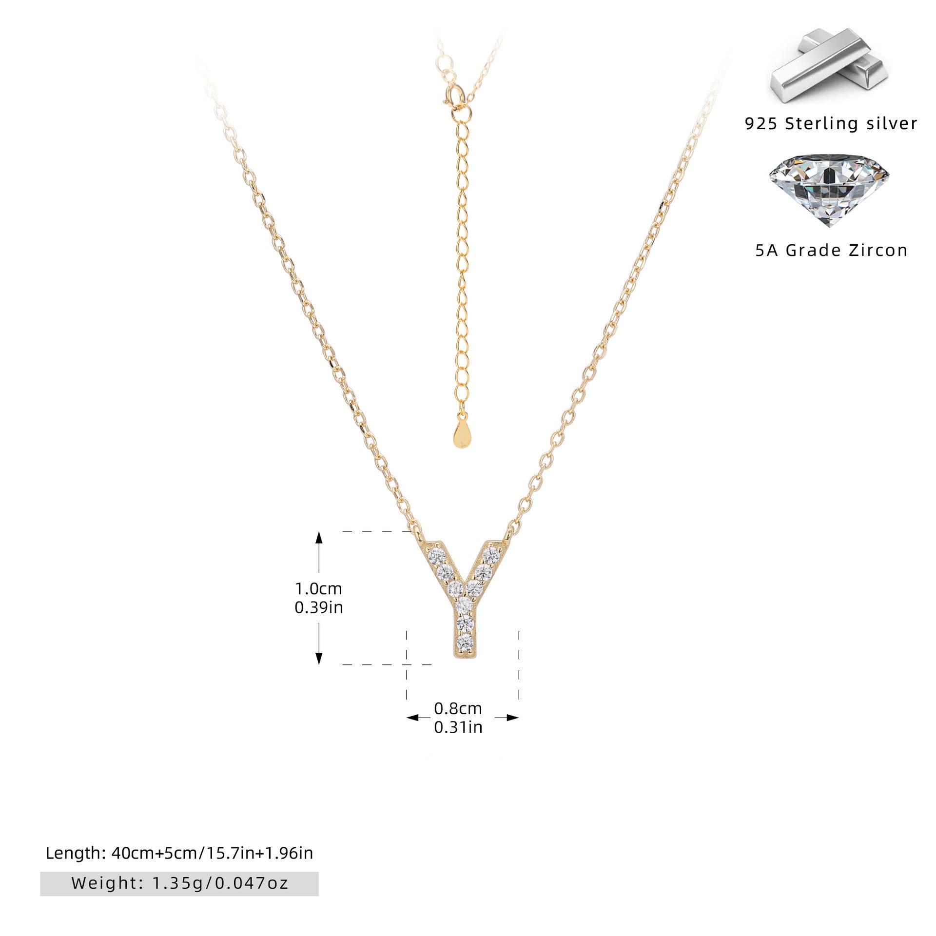 Damen Halskette mit Z-Anhänger und funkelnden Zirkonia Shop Nory