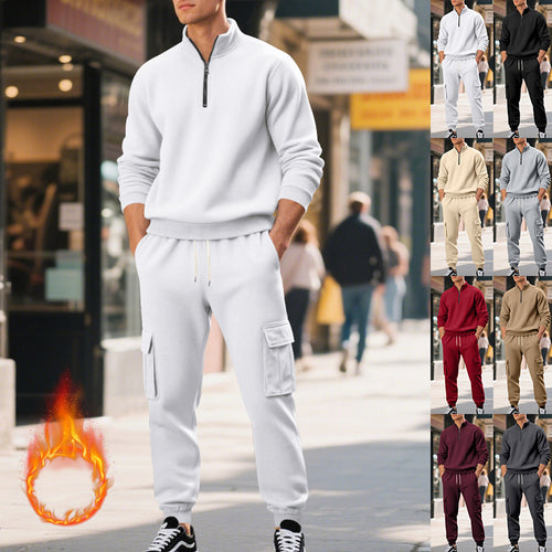 Herren nan kuschelige Cargostil-Jogginghose aus Fleece mit Kordelzug und Aufsatztaschen Shop Nory