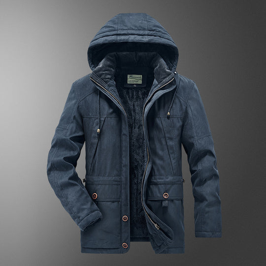 Herren gefütterter Kapuzenparka mit Thermo-Teddyfutter, winddichter Baumwollmix-Außenschale und Mehrfachtaschen Shop Nory