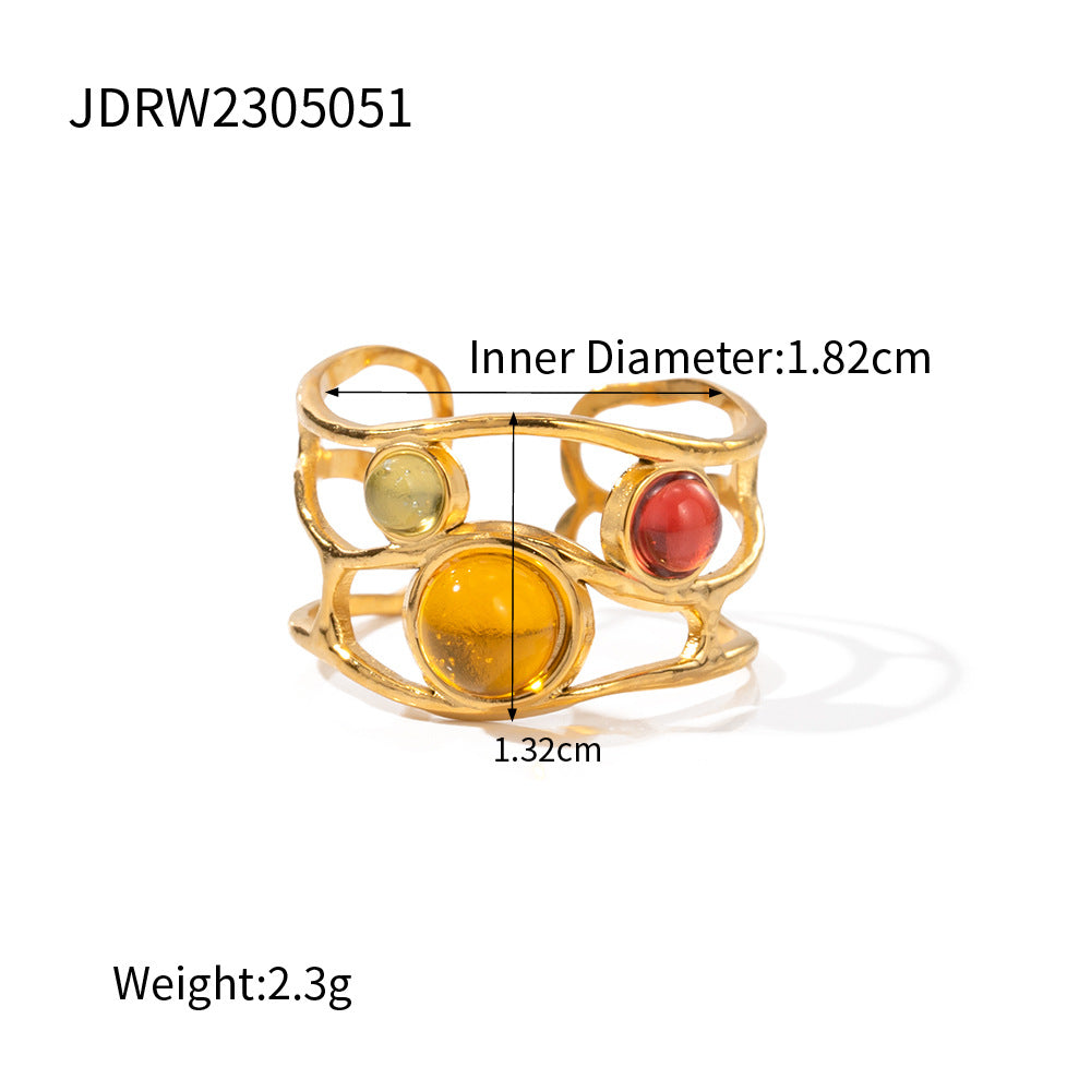 Damen Offener Ring mit buntem Edelsteindesign Shop Nory