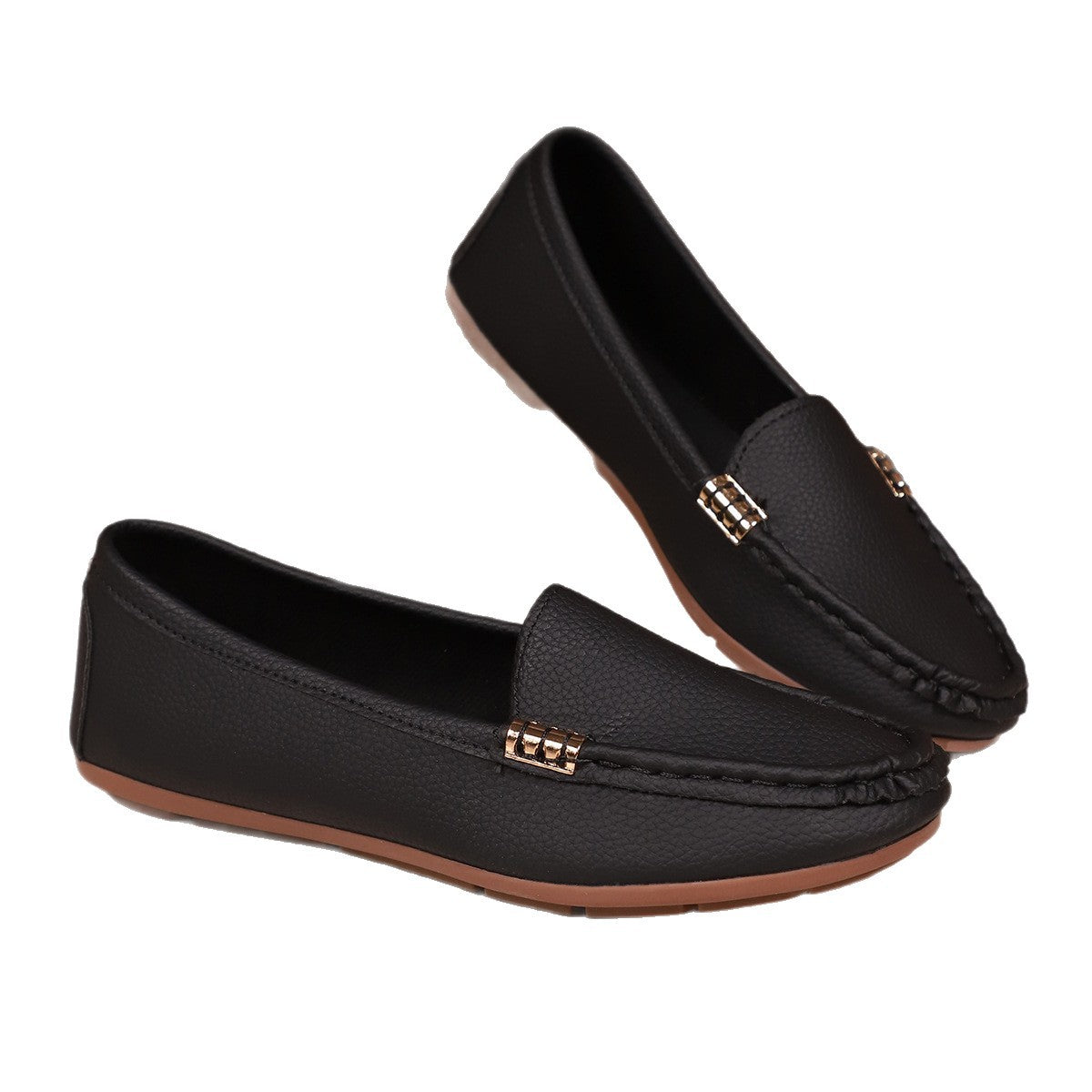 Damen Mokassin-Schuhe mit elegantem Narbenleder und rutschfester Sohle