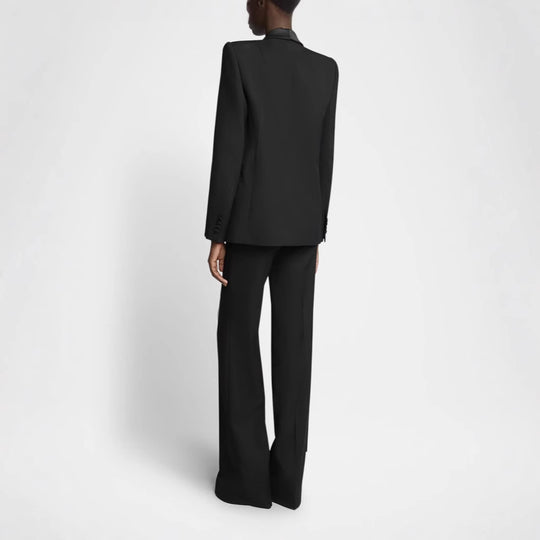 Damen Elegantes Smokingset mit Satin-Schalkragen und weitem Palazzohosen-Schnitt Shop Nory