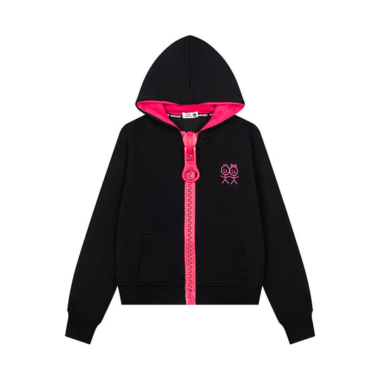 Damen Kapuzen-Sweatjacke mit übergroßem Reißverschluss und minimalistischer Stickerei Shop Nory