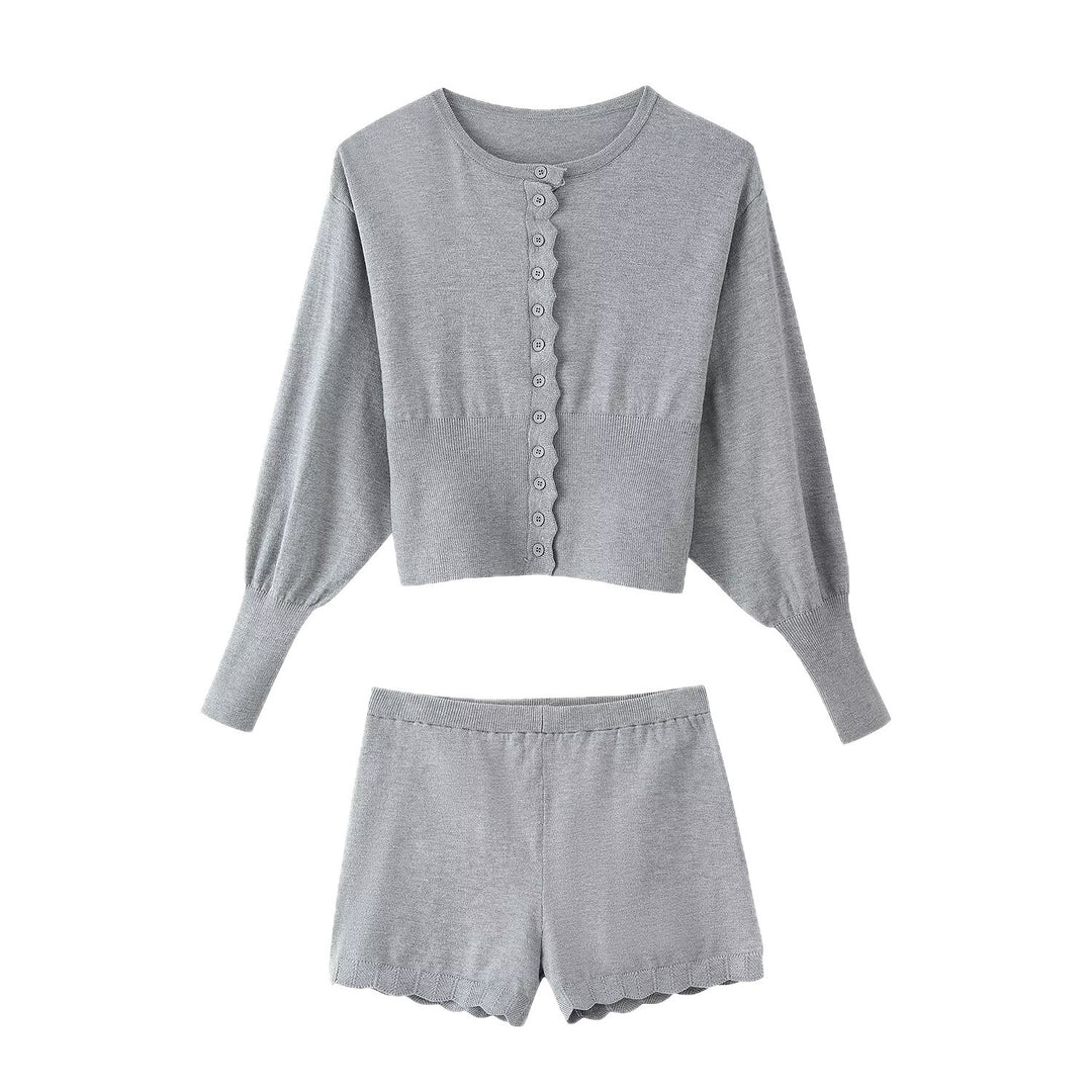 Damen Lässiges Zweiteiliges Lounge-Set mit Cropped-Sweatshirt und High-Waist-Shorts Shop Nory