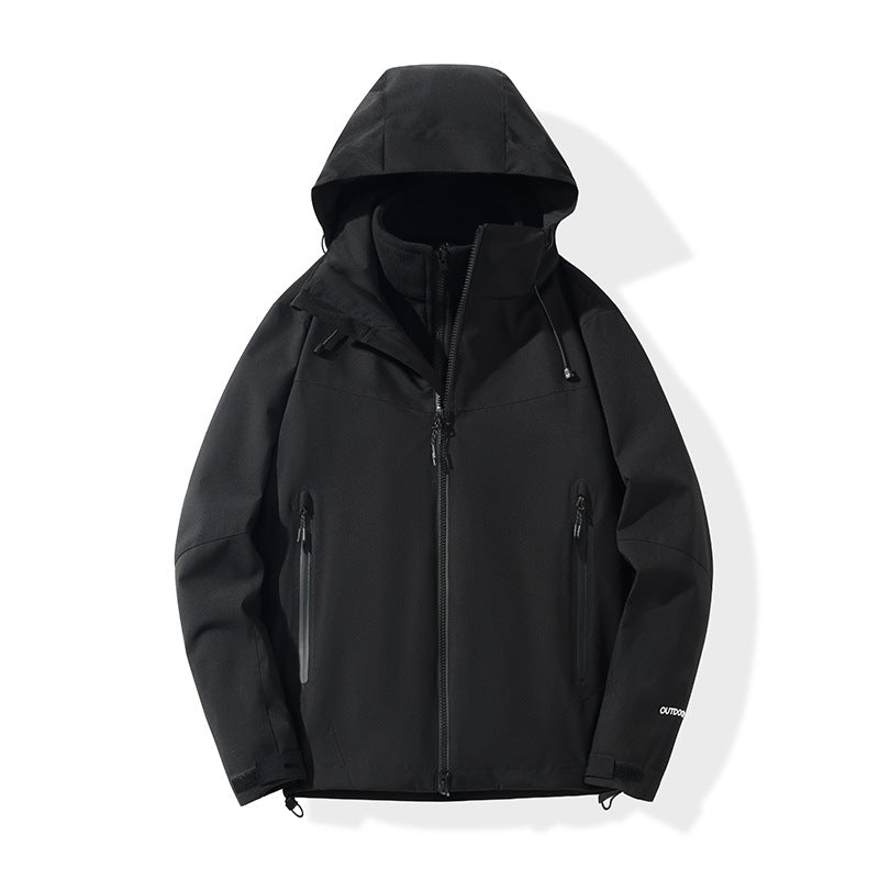 Herren Softshell-Hybridjacke mit Kapuze, getapten Reißverschlüssen und verstellbarem Saum Shop Nory