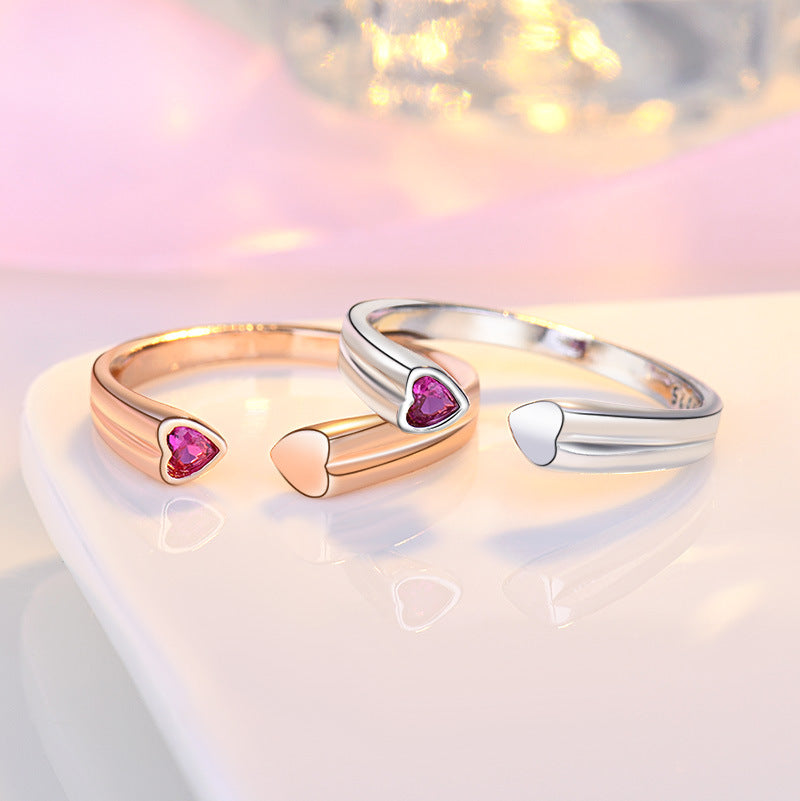 Damen Offener Ring mit Herzmotiv und funkelndem Zirkonia Shop Nory