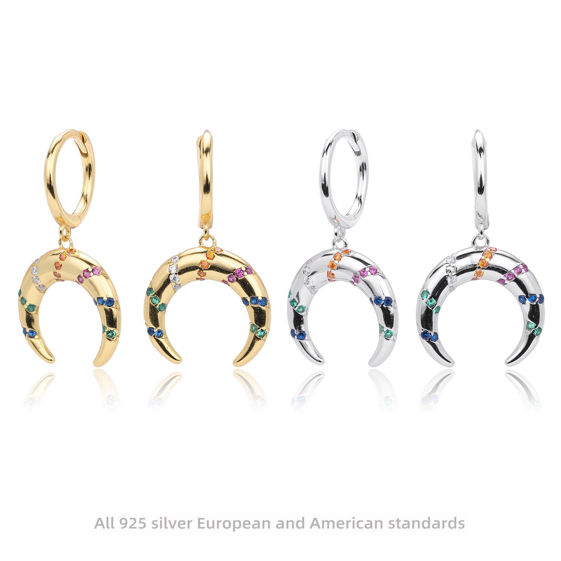 Damen Ohrringe mit buntem Zirkonbesatz aus hochwertigem 925 Sterling Silber Shop Nory