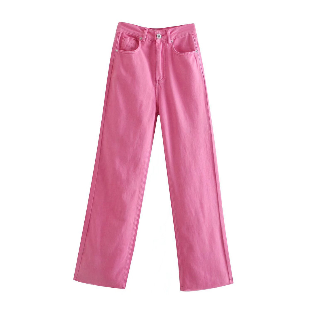 Damen Hochtaillierte weit geschnittene Jeans mit weitem Bein, hoher Taille und rohem Saum Shop Nory