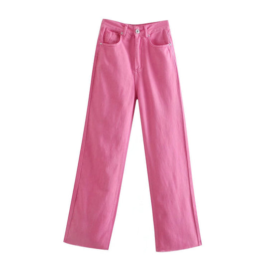 Damen Hochtaillierte weit geschnittene Jeans mit weitem Bein, hoher Taille und rohem Saum Shop Nory
